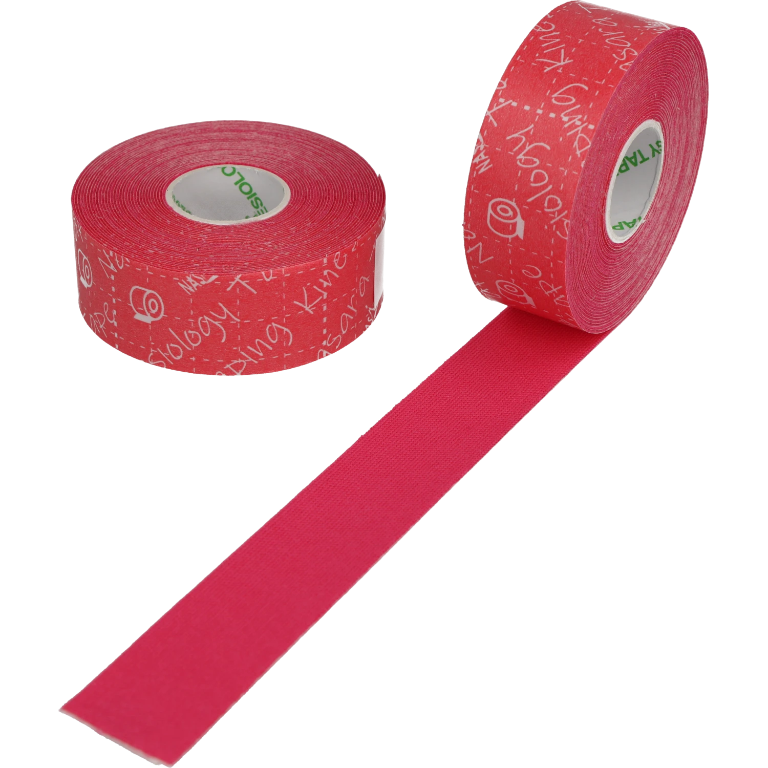 Nasara Kinesiologie Tape 2,5cm Pink zwei Einzelrollen nebeneinander