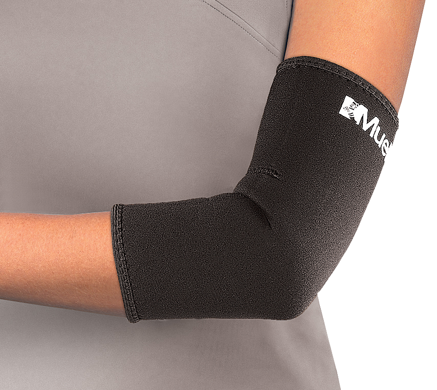 Mueller Elbow Sleeve 414 Neopren Ellbogenschutz angezogen