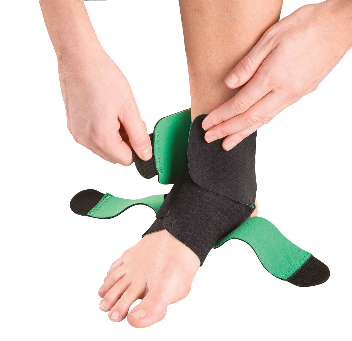 Mueller Greenline Adjustable Ankle Support 86511 Demonstration Anlage geöffnete Zügel