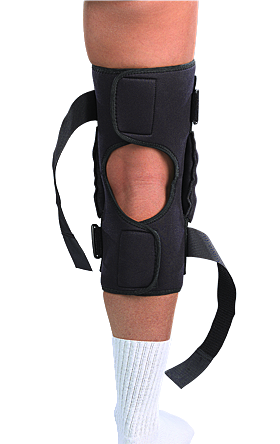 Mueller ProLevel Hinged Knee Brace Deluxe 5333 Demonstration Anlage am Knie von hinten