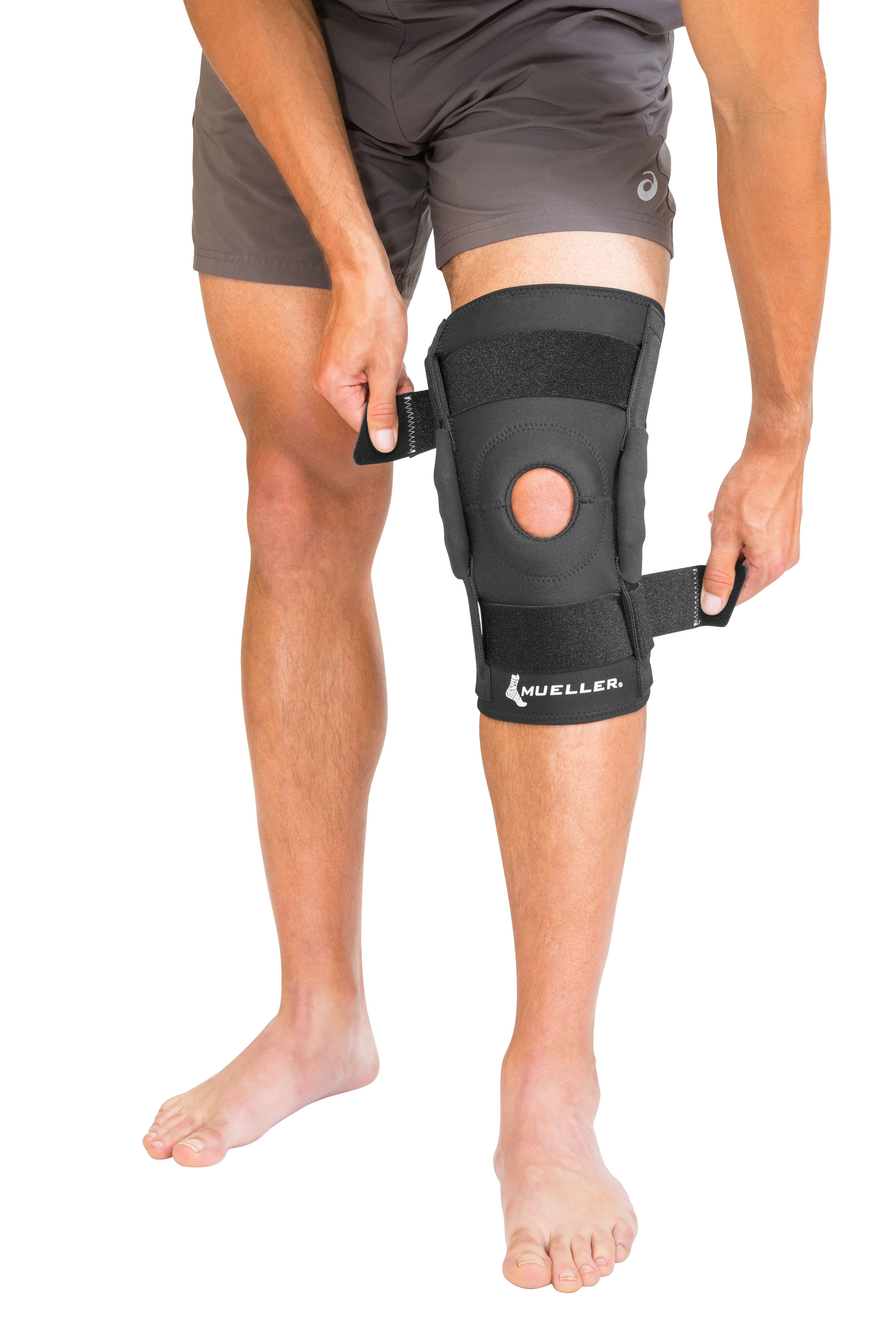 Mueller Hinged Wraparound Knee Brace 5313 Demonstration Anlage Zugbänder