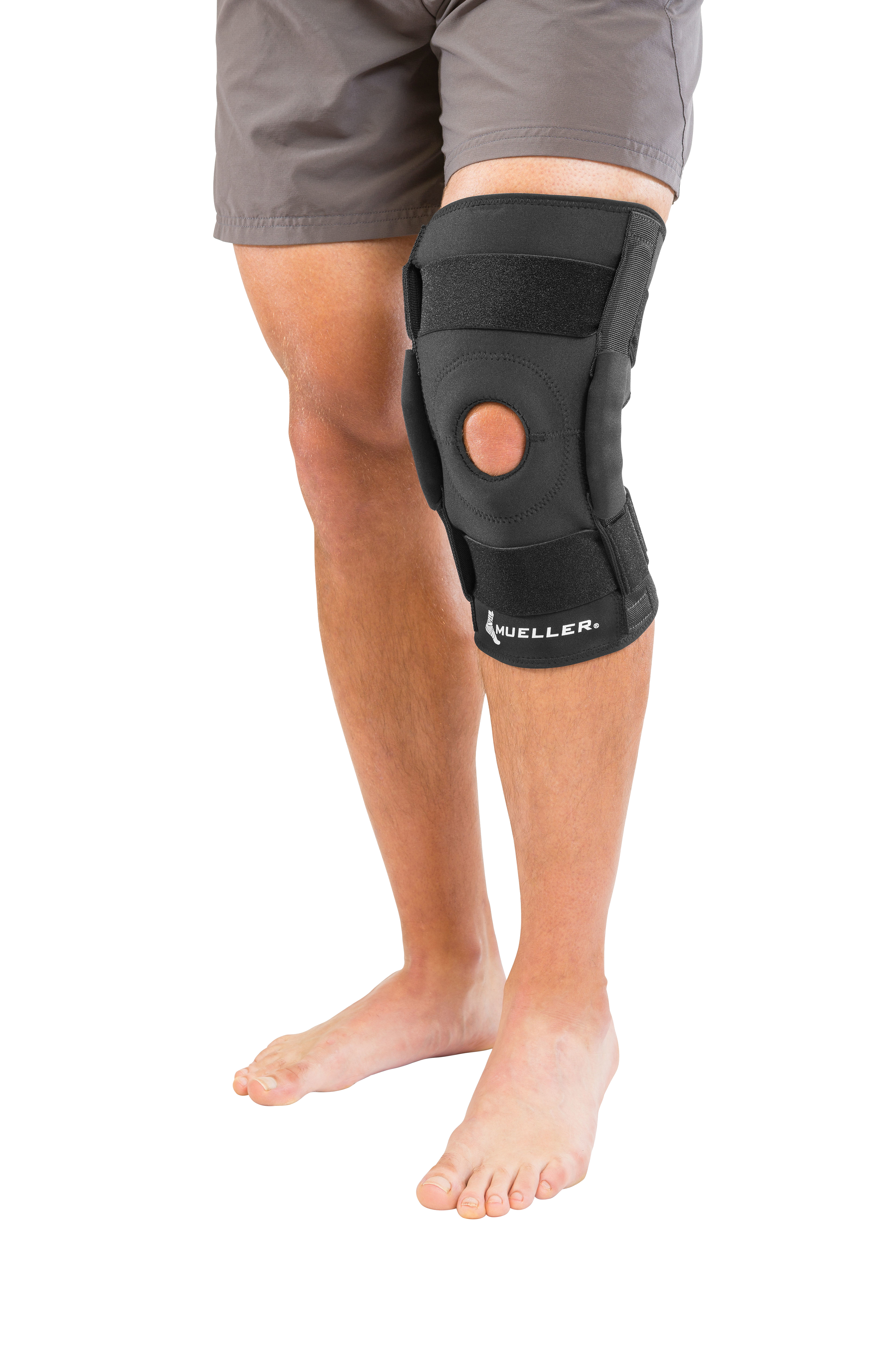 Mueller Hinged Wraparound Knee Brace 5313 Demonstration Knie frontal