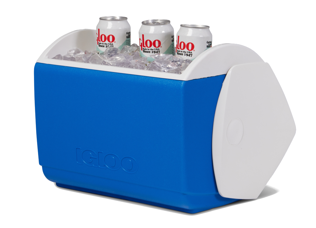 Igloo Playmate 1,5 Liter Blau Eis drei Getränkedosen innen seitliche Ansicht