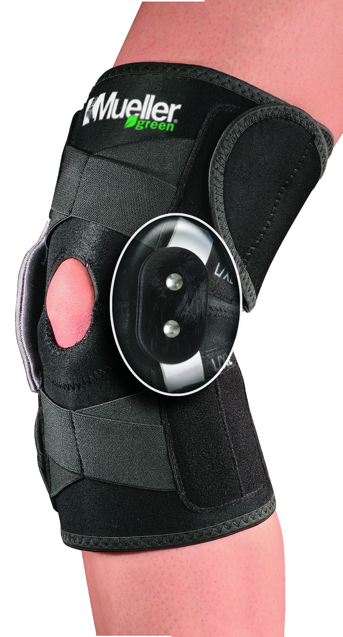 Mueller Greenline Adjustable Hinged Knee Brace 86455 Detail Doppelrotationsgelenk