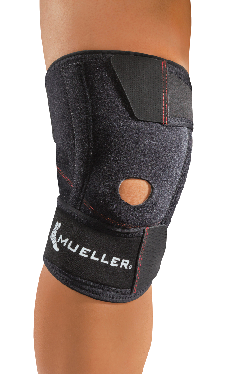 Mueller Wraparound Knee Stabilizer 57637 angelegtes Produkt am Knie